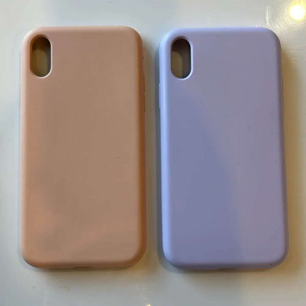 Set of Two Cordking iPhone XR Silicone Ultra Slim Cases Pink & Purple